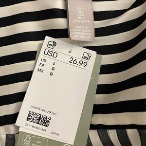 H&M Striped Silk Button-Up | Women's L | NWT | $18